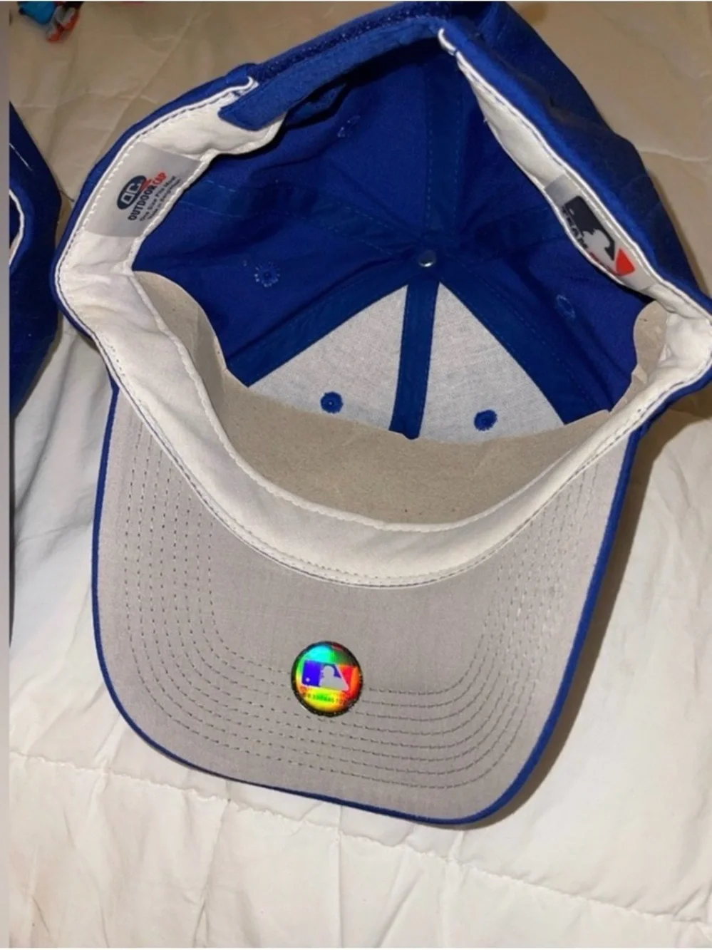 Pair of Blue Baseball Cap with Red Accent - Official MLB Team Logo